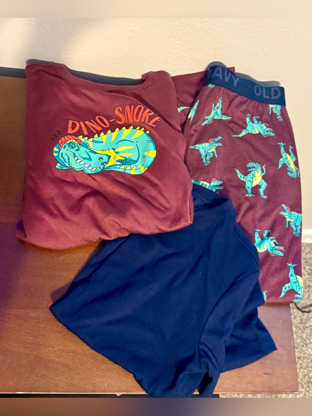Old Navy Burgundy Dinosaur Graphic Pajama Top